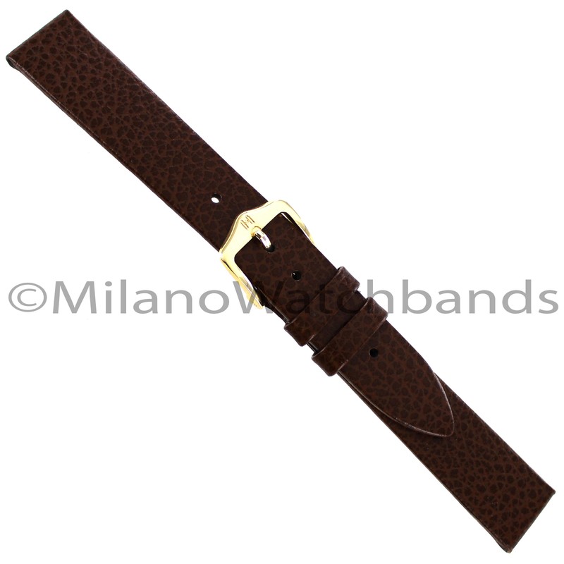 16mm Hirsch Dakota Brown Textured Genuine Leather Unstitched Mens Band Long