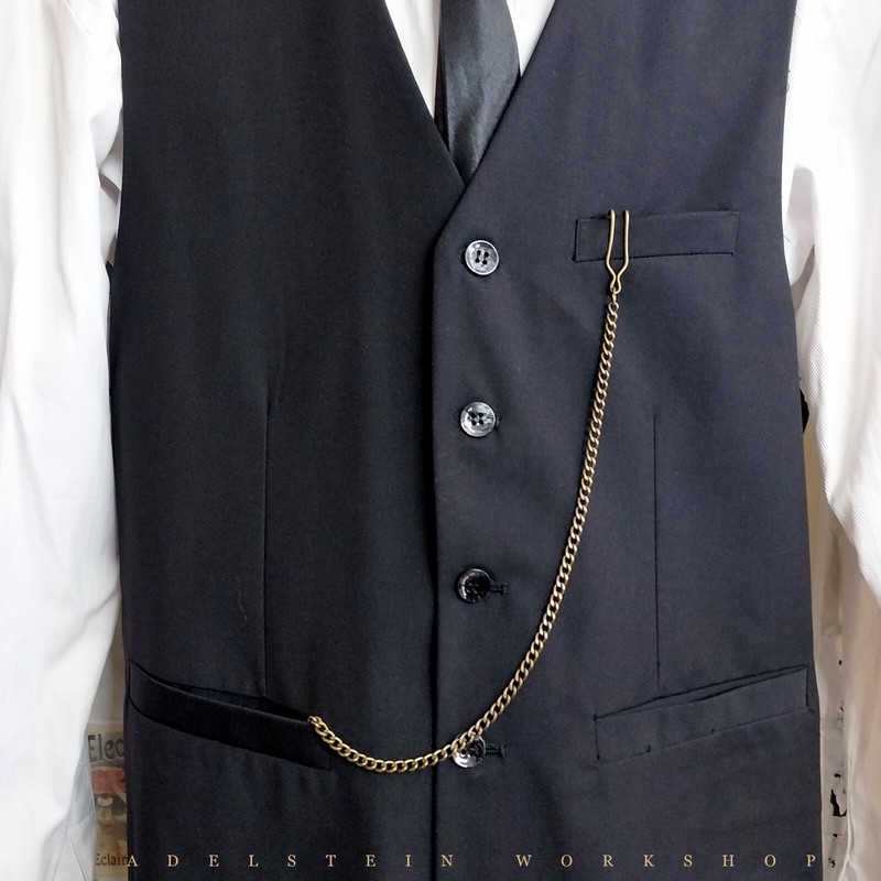 Bronze Pocket Watch Chain & Swivel FOB New without tags Men's Vest Chain gallery