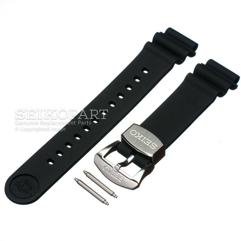 SEIKO 20-mm Black Silicone Watch Band SBDC051 SBDC053 SPB053 SRPD27 Rubber Strap