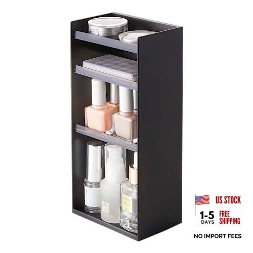 YAMAZAKI Home Tower Jewelry & Makeup Organizer, Standup Cosmetic Storage Black