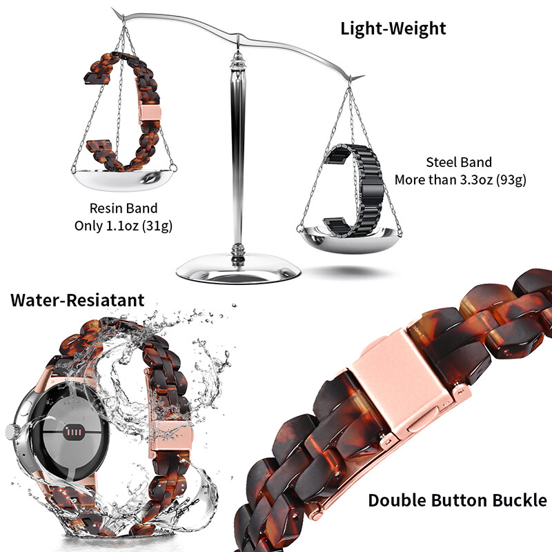 For Google Pixel Watch 1 2 Band Rhombic Resin Stainless Steel Watch Band Strap gallery