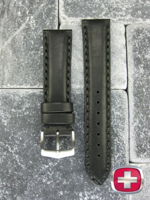 NEW 22mm SWISS ARMY WENGER Black Calf Leather watch Strap Victorinox Band 22