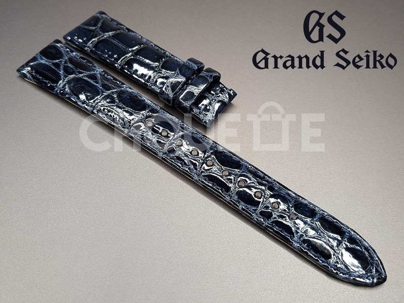 OEM Grand Seiko SBGK005 / 9S63-00B0 19mm Dark Blue Crocodile Leather Strap Band