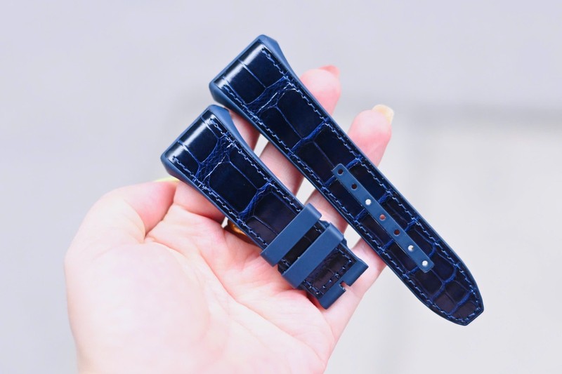 Watch Strap Franck Muller V45 28mm Series Watches, Navy Leather , Navy Rubber