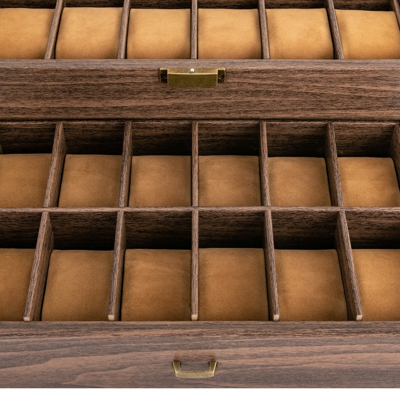 24 Slots Watch Box Watch Case Mens Jewelry Holder Watch Display Case w/ Drawer gallery