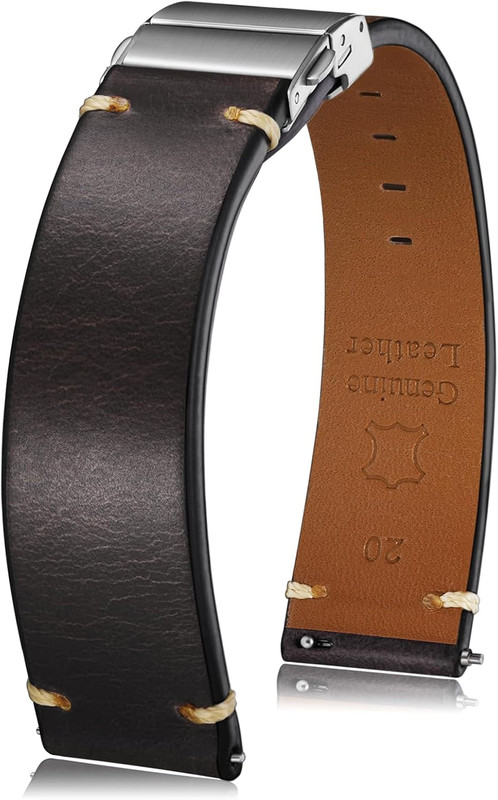 Leather Watch Band Retro Oil Wax Genuine Leather,18Mm 19Mm 20Mm 21Mm 22Mm Quick