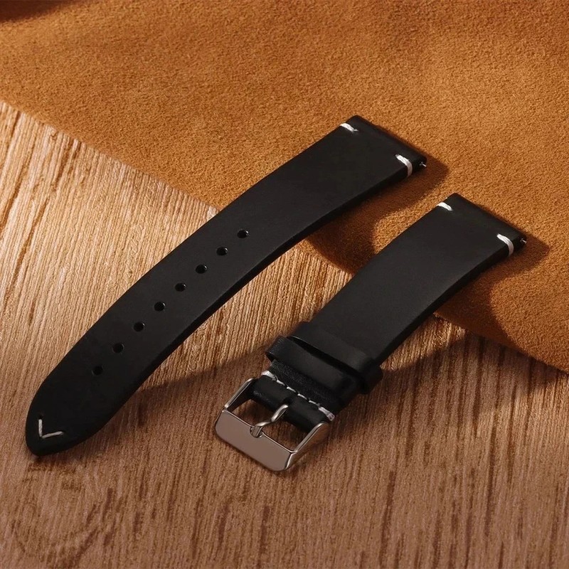 Retro Oil Wax Genuine Leather Watch Band 18 19 20 21 22 24mm Thin Cowhide Strap