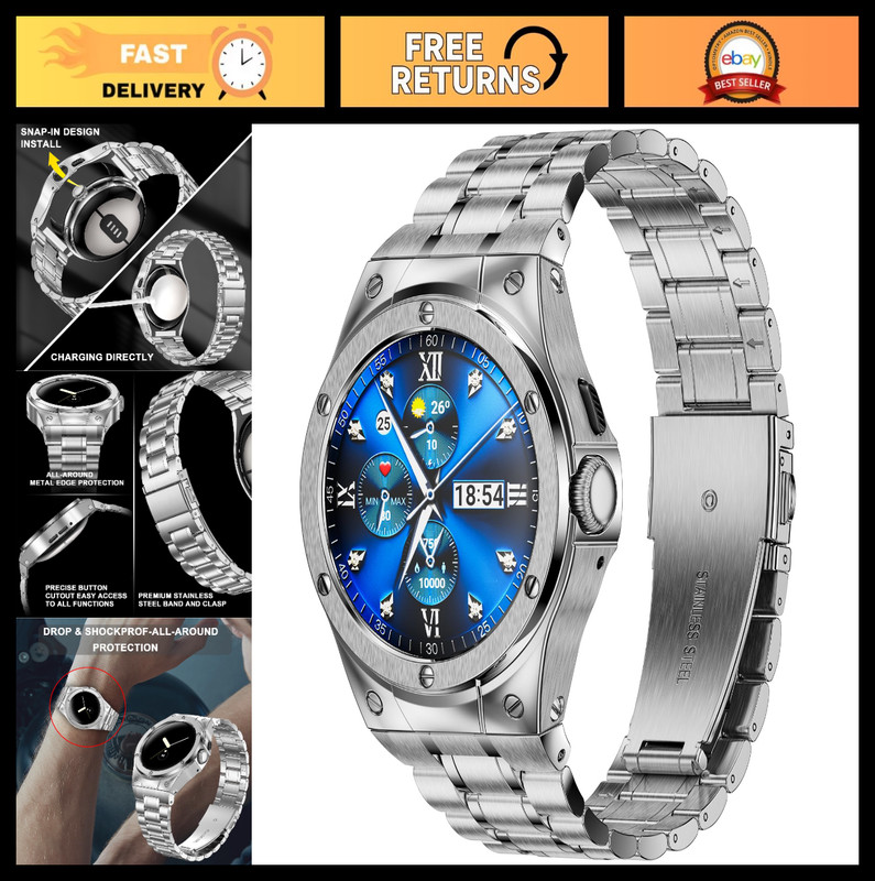 Stainless Steel Case & Bands for Google Pixel Watch 3/2/1 – Adjustable Metal Str