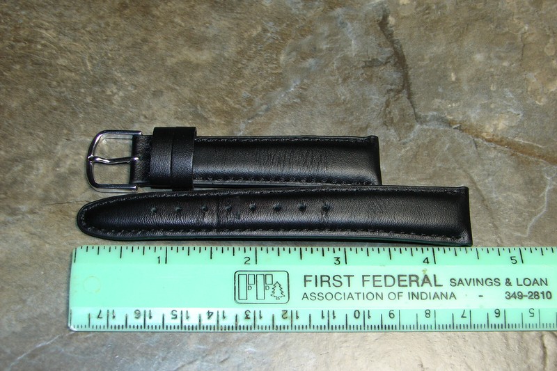 Men's 18mm (11/16")Black Stitched Genuine Leather Upper Faux Lower,Silver Buckle gallery