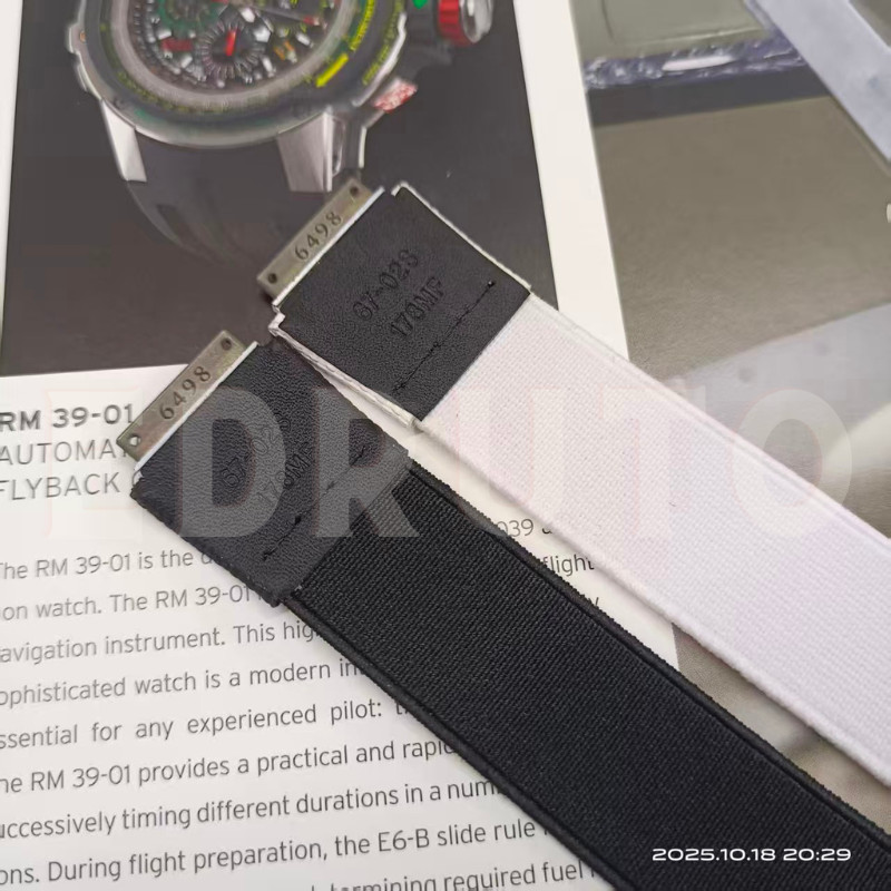 Black / White Elastic Watch Strap Band Replacement For Richard Mille RM67 01 02 gallery