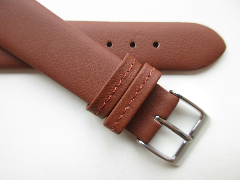 Medium Brown unstitched SOFT 18 MM leather watch band strap