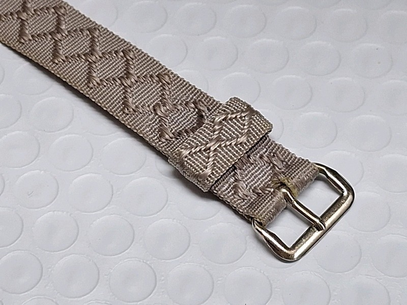 Vintage One-Piece Grey Taupe Fabric Nylon Watch Band Strap 16.6 mm gallery