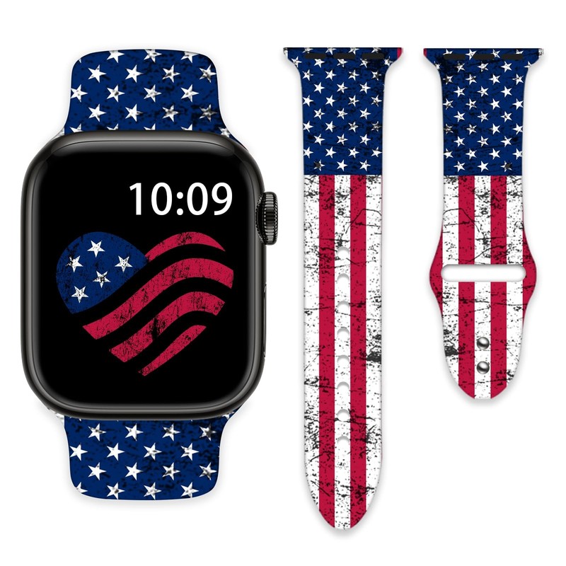 Patriotic American Flag Usa 4th Of July Watch Bands Compatible with Apple Wat…