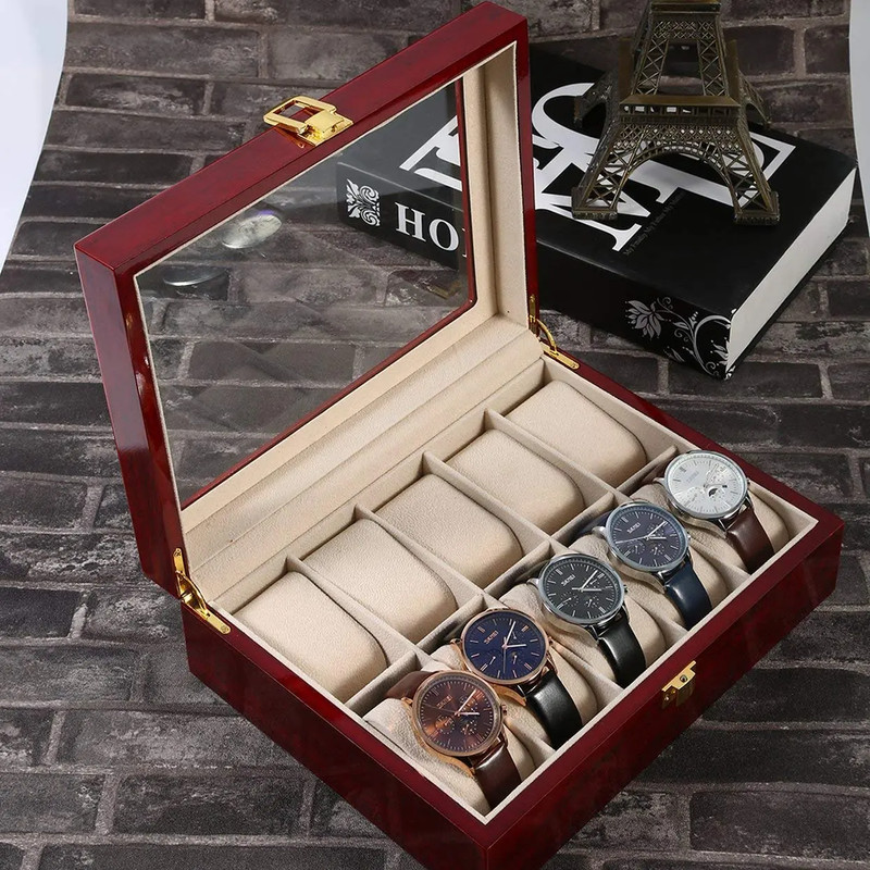 10 Slots Watch Display Storage Box Jewelry Collection Case Organizer Holder Gift