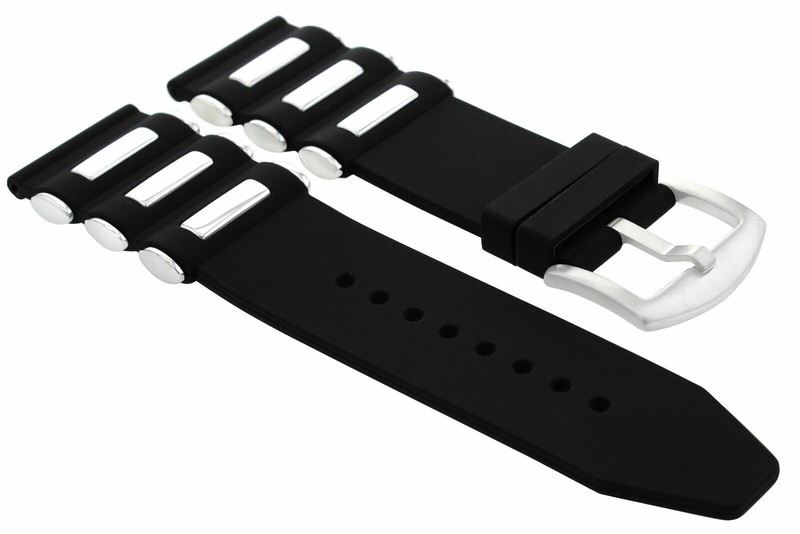 26MM SILICONE RUBBER DIVER BAND STRAP FOR SWISS LEGEND MILITARE 6611 BLACK