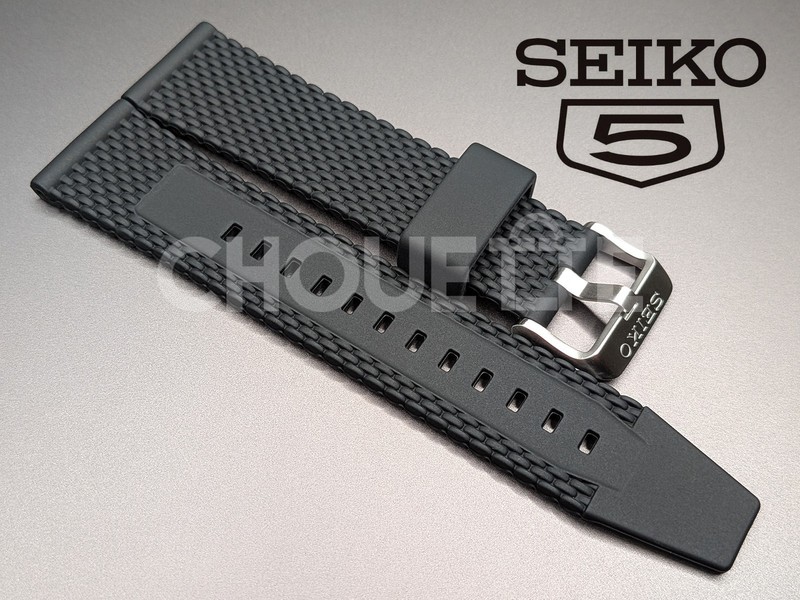 Seiko SRPD71 SRPD73 SRPD93 4R36-07G0 22mm Black Silicone Rubber Strap with PINS