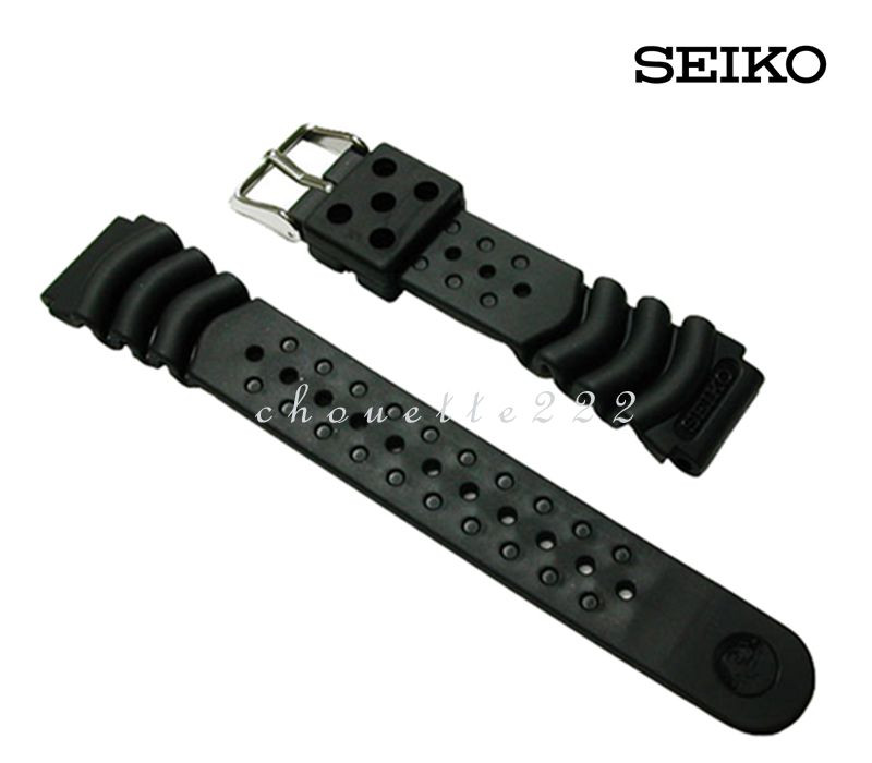 SEIKO DB73BP 20MM BLACK RUBBER URETHANE DIVER STRAP FOR SBCM02 AND SUMO w/ PINS