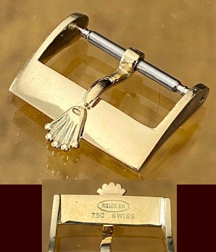 Vintage 16mm 18k GOLD Logo Buckle center marked: 750 ROLEXSA SWISS