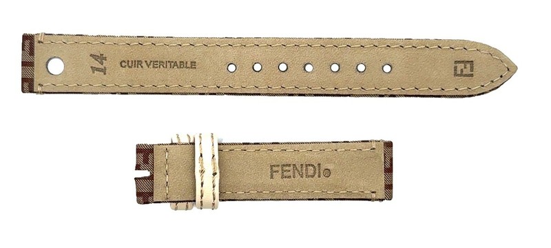 FENDI 14mm x 14mm Brown Fabric Canvas Women's Watch Band Strap gallery