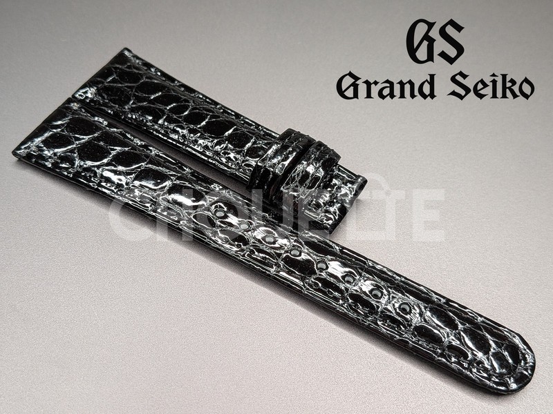 OEM Grand Seiko SBGT019 9F83-0AB0 19mm Black Crocodile Leather Band Strap JAPAN