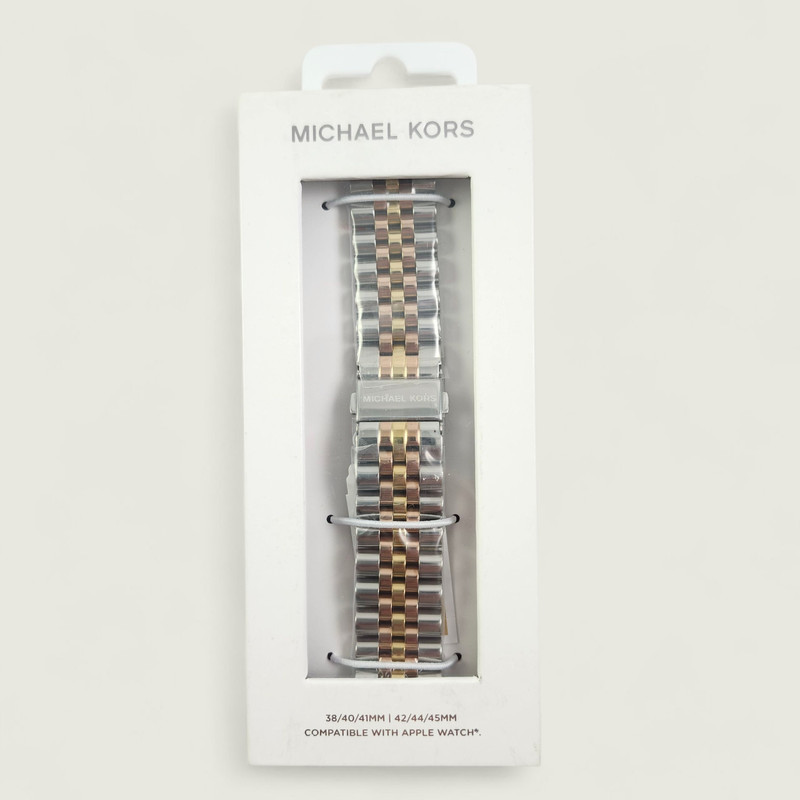 NEW Michael Kors Apple Watch Band MKS8065E Tri Tone Gold Silver NIB