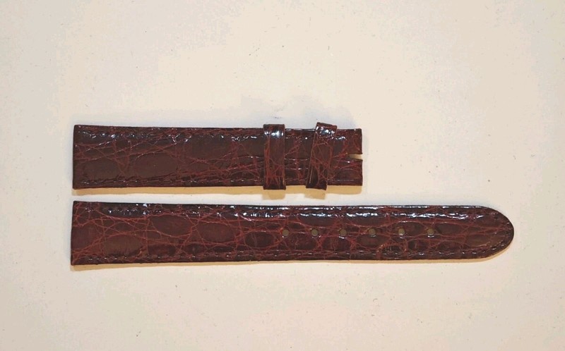 Vintage 18mm Regular Thin Burgundy Brown Crocodile ? Strap Suits Patek 16×14
