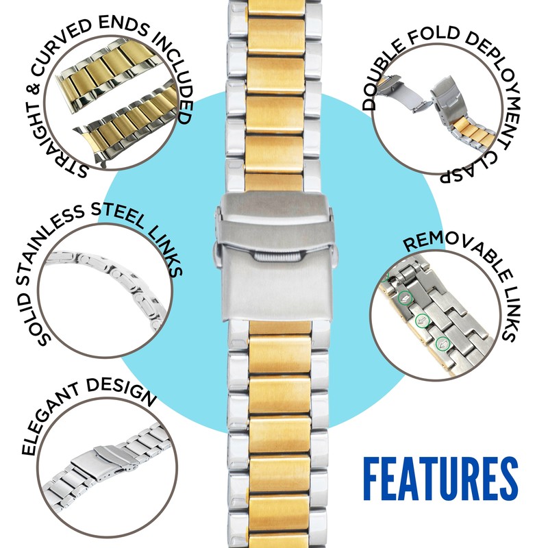 20mm Curved Steel Metal Watch Band Bracelet for Bulova Marine Star gallery