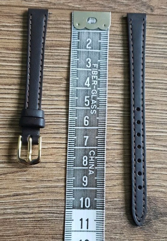 10mm VINTAGE APOLLO GENUINE CALF LEATHER BROWN WATCH STRAP, GOLD BUCKLE, NOS gallery