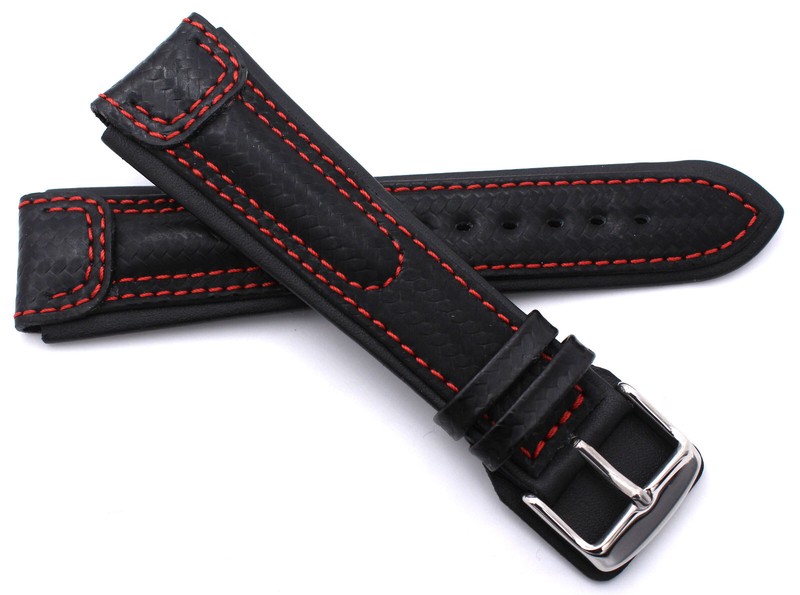 RIOS1931 Sulla Monza Leather Watch Strap with Carbon Embossing 20mm 22mm 24mm