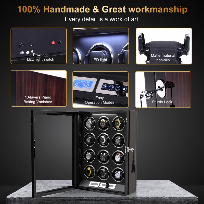 DUKWIN Watch Winder For Automatic 12 Watches Box LCD Touch Screen Display Gift gallery