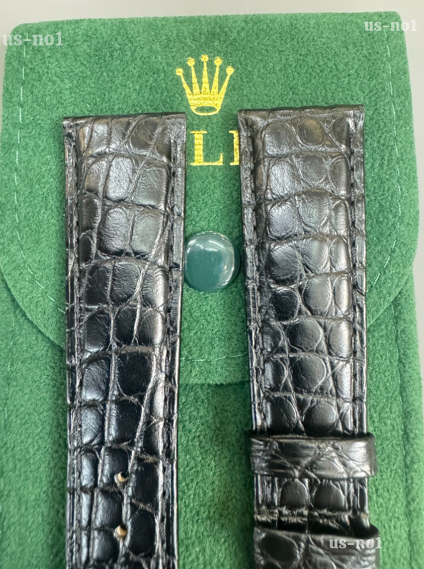 ROLEX Crocodile Leather Band 20-16 thick 4mm With Rolex Buckle NOS Gold Plated gallery