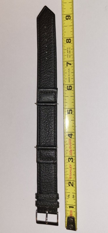 I.W. Suisse 22mm Leather Military Watch Strap – Black – Fixed 1-7/8″