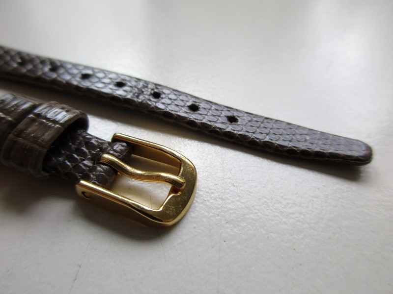 Taupe brown Lizard print '60s open end 10 MM leather watch band strap - G gallery