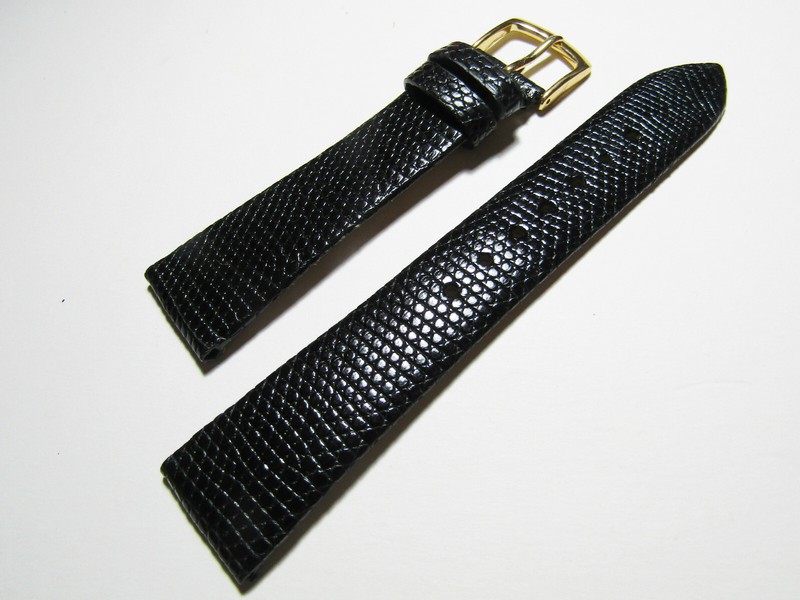 Hadley-Roma MS700 20mm Long Watch Strap Men’s Black Genuine Lizard