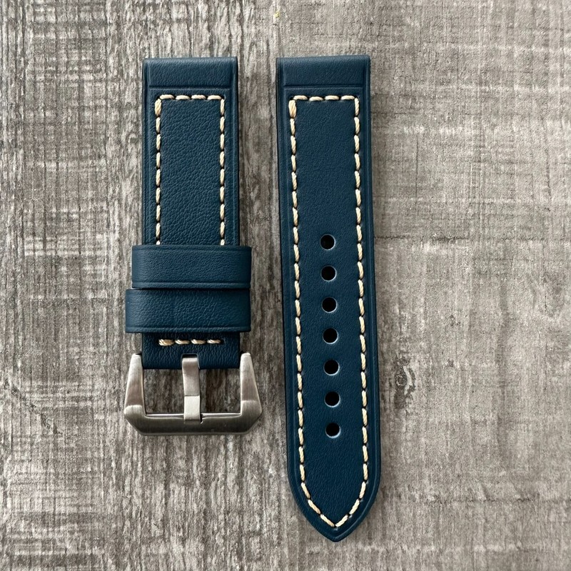 24mm Thick Dark Blue Leather Watch Strap Band For OFFICINE PANERAI PAM Watches gallery