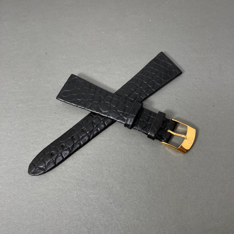 Genuine American Alligator Watch Band Handmade in Italy 20mm Black Un-stitched