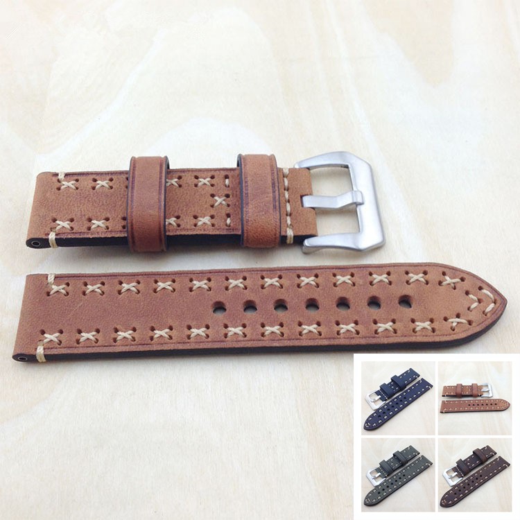 Top Layer Cowhide Genuine Leather Watch Bands Wristwatch Straps Parts 22mm Brown
