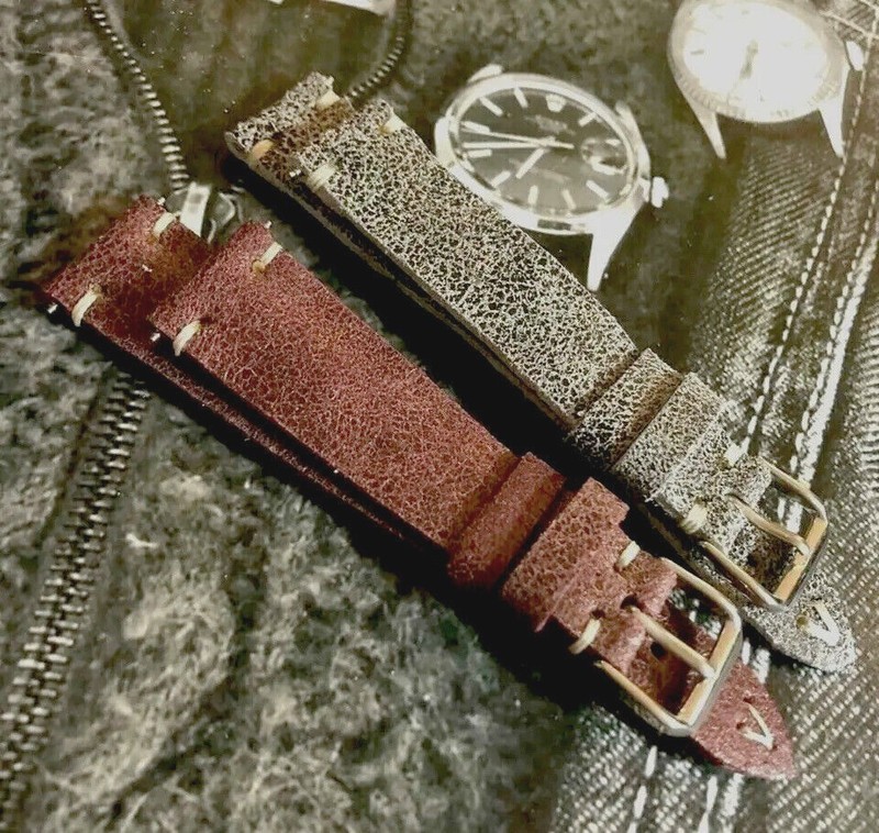 Italian Vintage Genuine Leather watch strap H/Made 16 18 19 20 22mm Patina Brown gallery