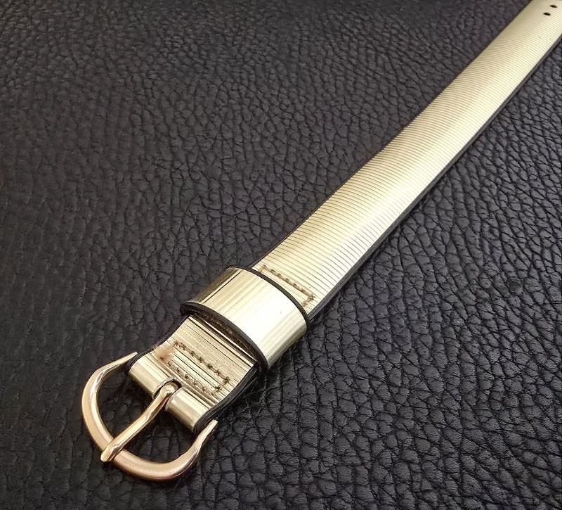Unique Vintage Estate Old One-Piece Gold-Tone (Lamee?) Watch Strap (Yes, Unique)
