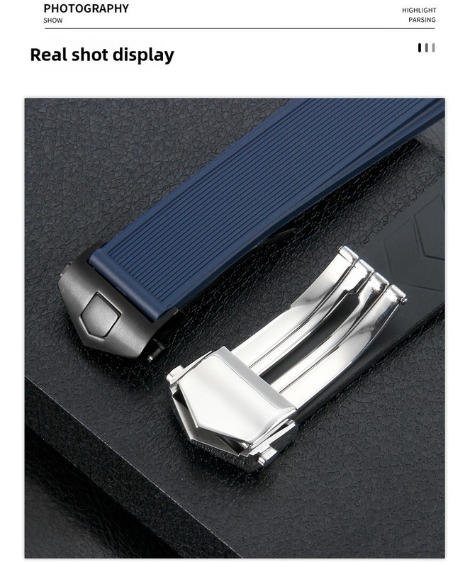 Stainless Steel Folding clasp 18mm Rubber Silicone Strap Buckle For TAG Heuer gallery