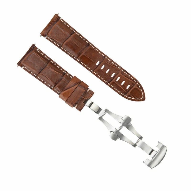 24MM LEATHER WATCH BAND STRAP FOR PANERAI MARINA LUMINOR RADDIOMIR GMT L/BROWN