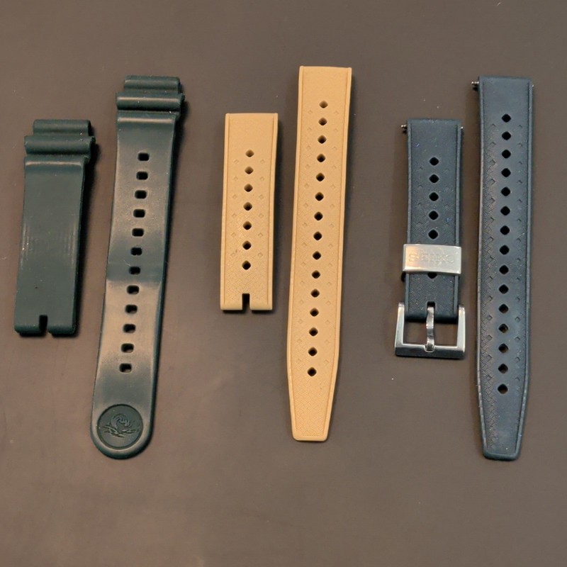 Seiko Wristwatch Bands 19mmTwo-Piece Rubber Strap rare Beams and blue and green