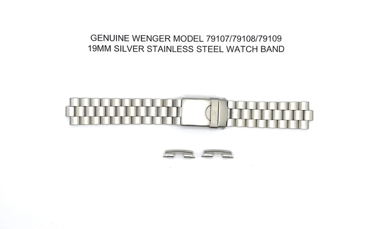 GENUINE WENGER 19MM SILVER STAINLESS STEEL WATCH BAND