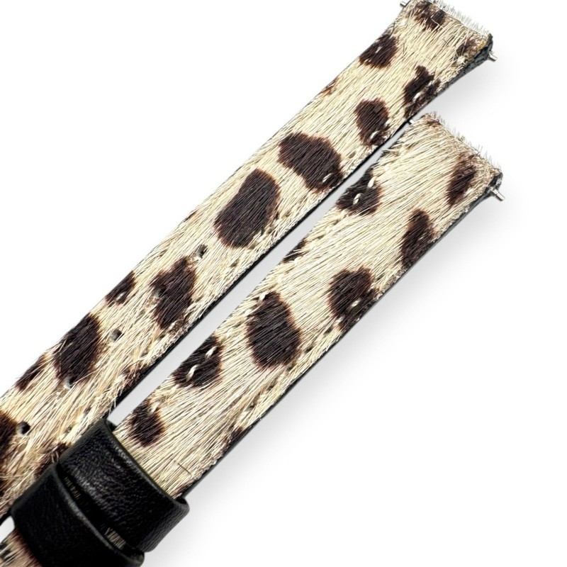 Michele 12mm Leopard Print Calf Hair Furry Watch Band Strap Silver NWOT Dust Bag gallery