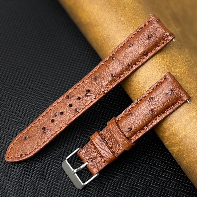 Genuine Ostrich Leather Watch Band Men Classic Ostrich Watch Strap Quick Release
