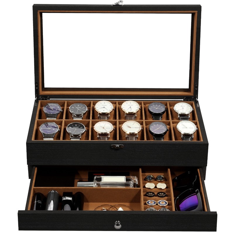 12 Slots Solid Wood Watch Box - Watch & Jewelry Storage Display Case, Gift gallery