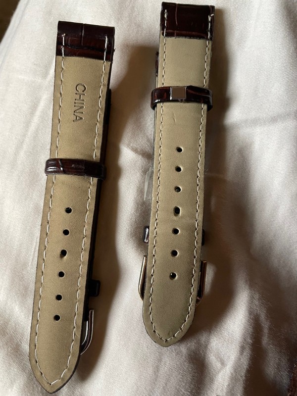 Leather Watch Strap Lot Brown Croc Grain 2pc 12mm–14mm Gold & Silver Buckle