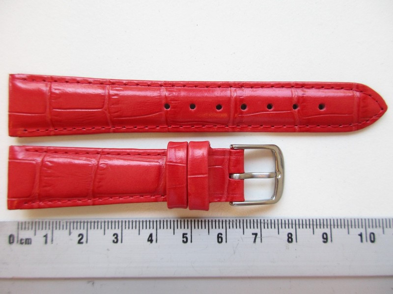 Rose Red Alligator print 18 MM leather watch band strap – SHORT