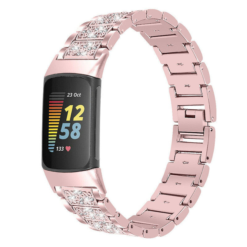 Bracelet For Fitbit Charge 6 5Bling Metal Stainless Steel Watch Band Wrist Strap