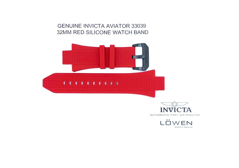 Authentic Invicta Aviator Men 33039 Red Silicone 32mm Watch Band